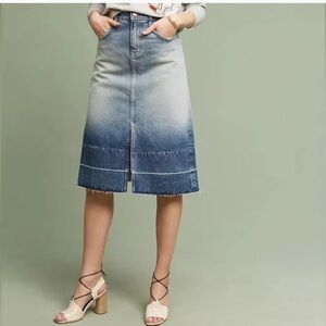 Current Elliott The Slit Midi Skirt Indigo Ombré With Wide Released Hem Size 29